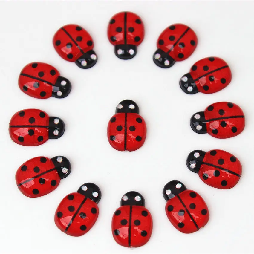 

100pcs 9*13mm Ladybug Acrylic Rhinestones Decal Flat back Stones DIY Decorative For Clothing Floral Decoration MC102