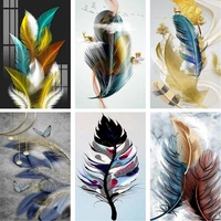 gatyztory 60x75cm frame painting by numbers diy gift for adults feather landscape paint by number unique handmade home decors