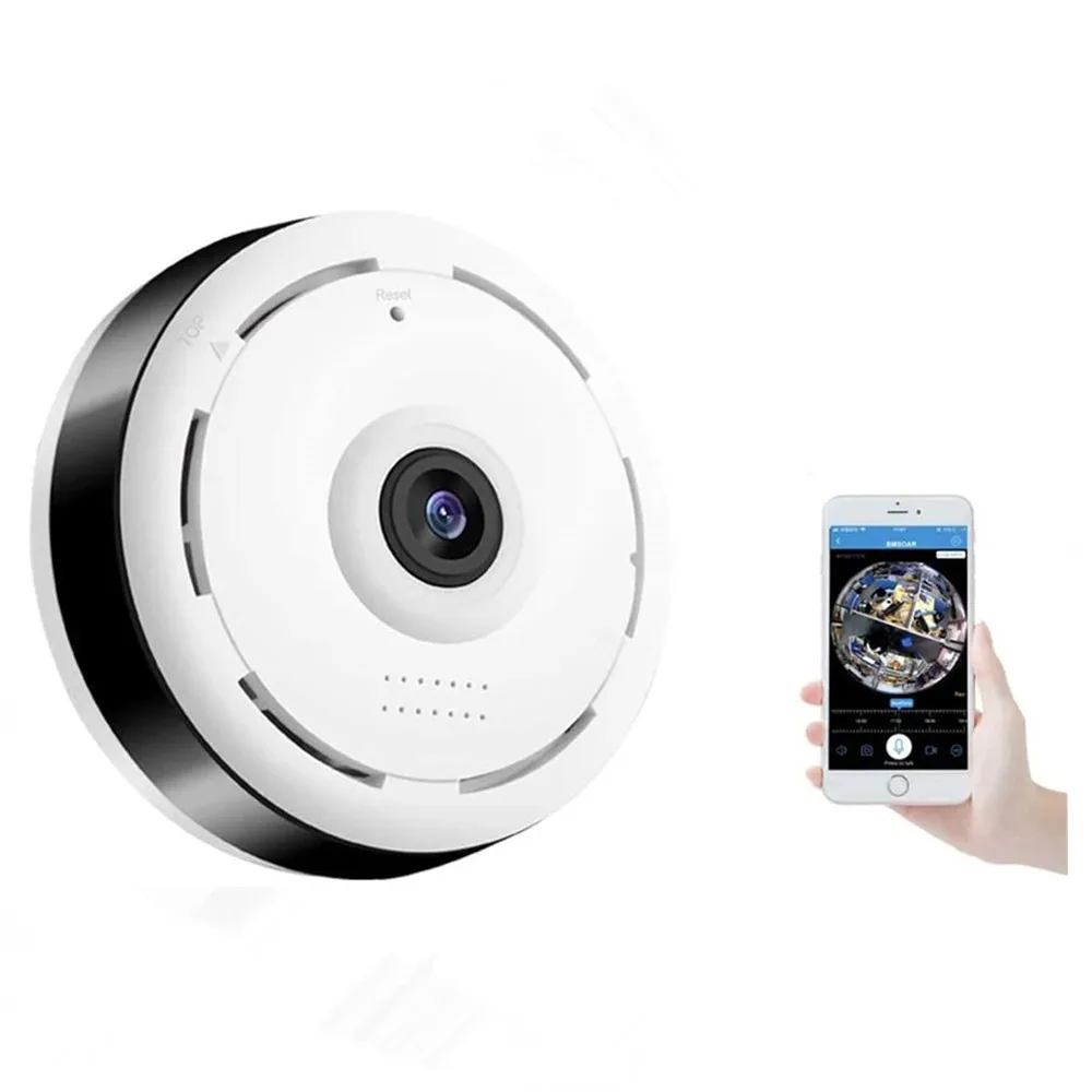 

Wi-Fi IP Камера с Fisheye объектив HD 1080P Беспроводной, WiFi, камера для безопасности Широкий формат 180 360 Мини наблюдения для ведения съемок вне помеще...