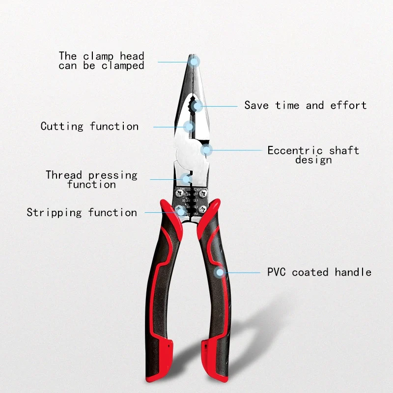 Needle Nose Pliers Multi-Function 4 in 1 Wire Cutters Stripper Electrical Wiring Work Cable Cutter 8In | Инструменты