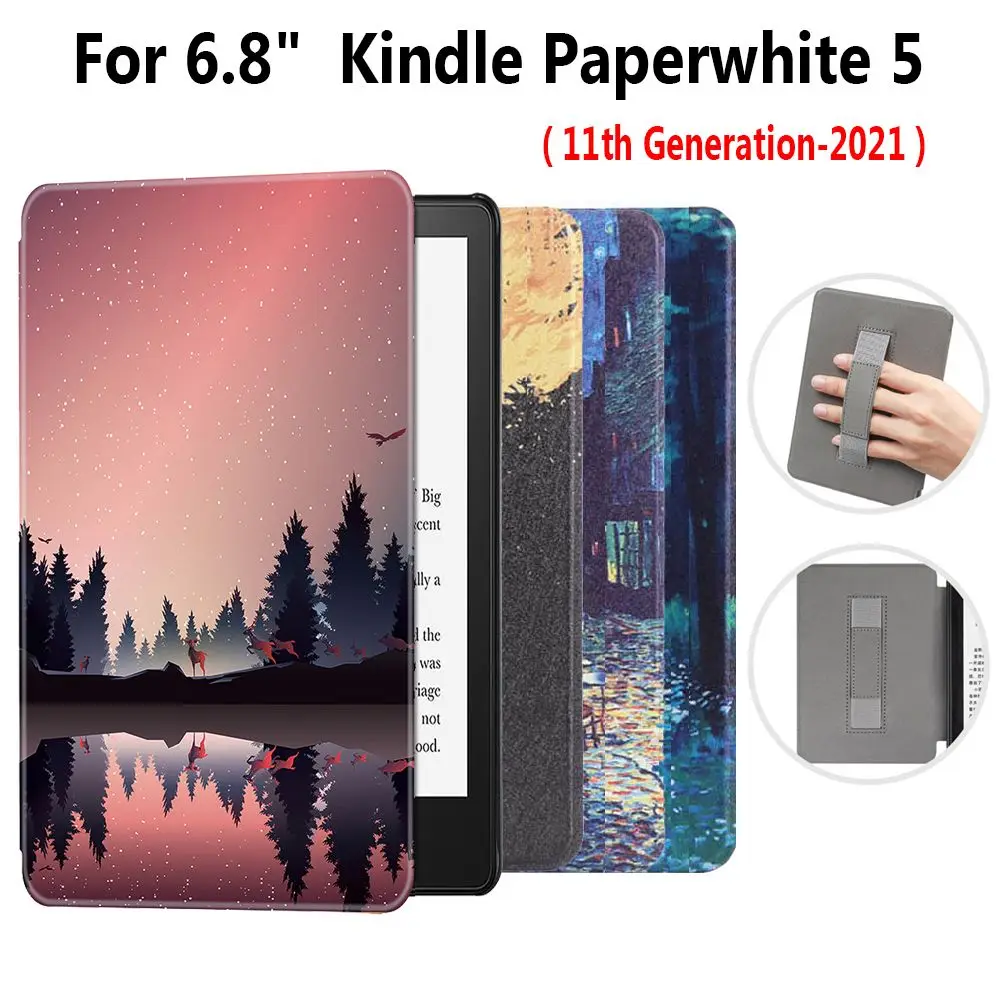 

2021 All New Magnetic Smart Cover PU Leather Folio Case For Amazon Kindle Paperwhite 5 11th Generation 6.8 Inch E-Reader Funda