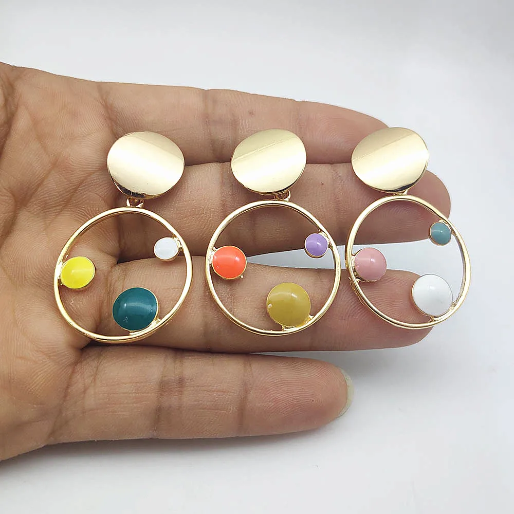 Punk Charm Jewelry Metal Ring Earrings Hanging Exaggerated Cross Pendant Earrings for Women Party Jewelry Earrings