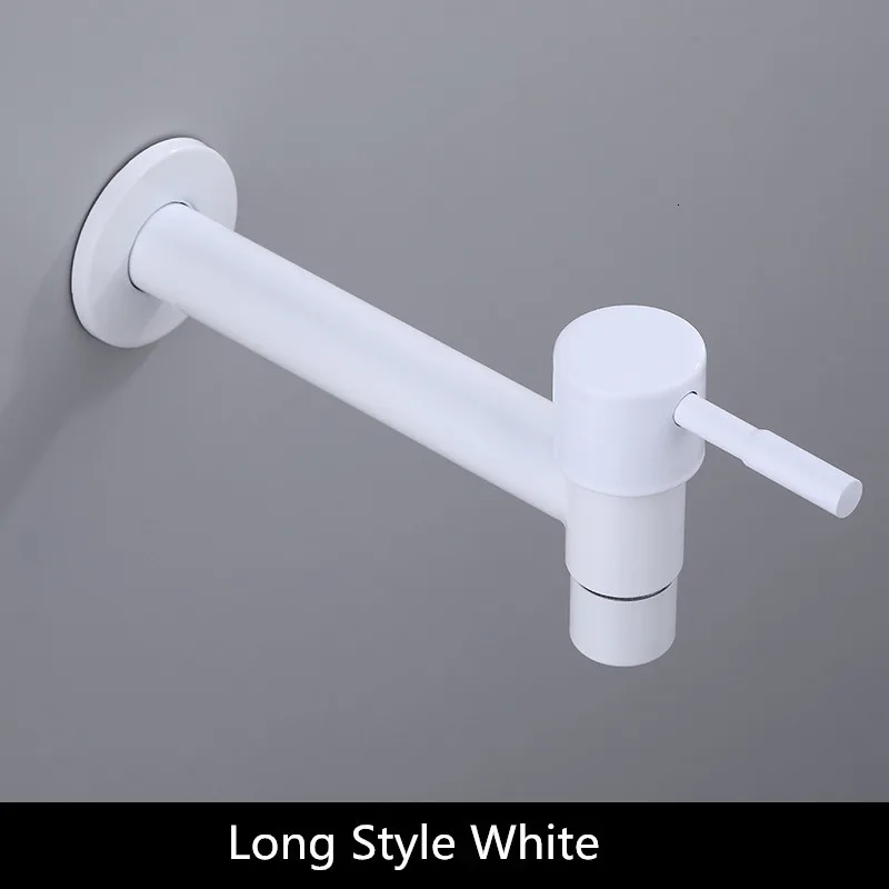 style 3 white Удлиненный кран для стиральной машины tuqiu, Твердый латунный кран для улицы, черный/белый, стандартный G1/2 - Цвет: style 3 white