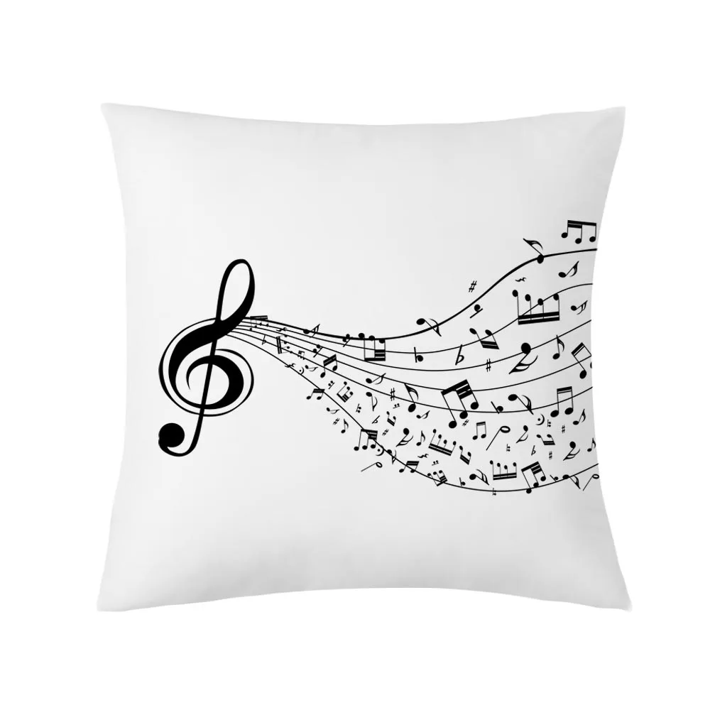 

Creative Music Notes Printing Cushion Cover Peach Skin Throw Pillow Case Car Sofa Cushion Cushion Cover Home Decoration