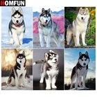 Алмазная 5D Вышивка HOMFUN хаски, собака, пейзаж, животное, вышивка крестиком, стразы, украшение для дома