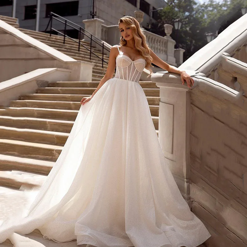 

BAZIIINGAAA Simple Wedding Dress Lace Little Beading Strapless Dress Luxury WeddingGowns Bridal Can Be Washed Bride Dresses