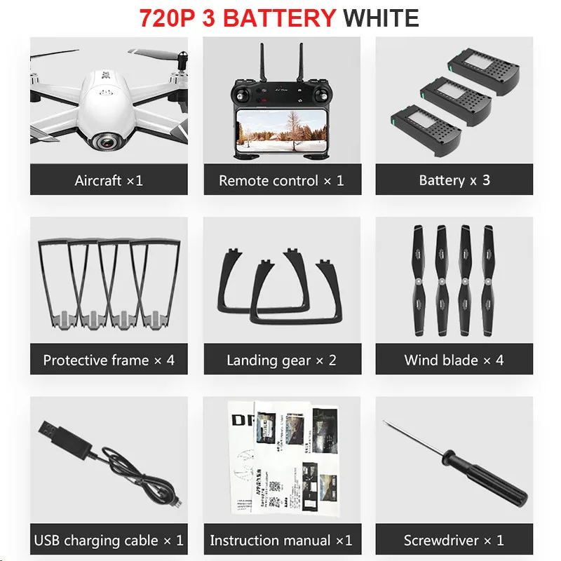 White 720P 3B SG106 Радиоуправляемый Дрон оптический поток 1080P 720P 4K HD Двойная камера в реальном времени воздушная видео Радиоуправляемый квадрокоптер самолет позиционирование игрушки RTF малыш - Цвет: White 720P 3B