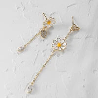 2021 new style shape asymmetric daisy tassels drop earrings bohemia charm women gold plated wedding party jewelry best gift