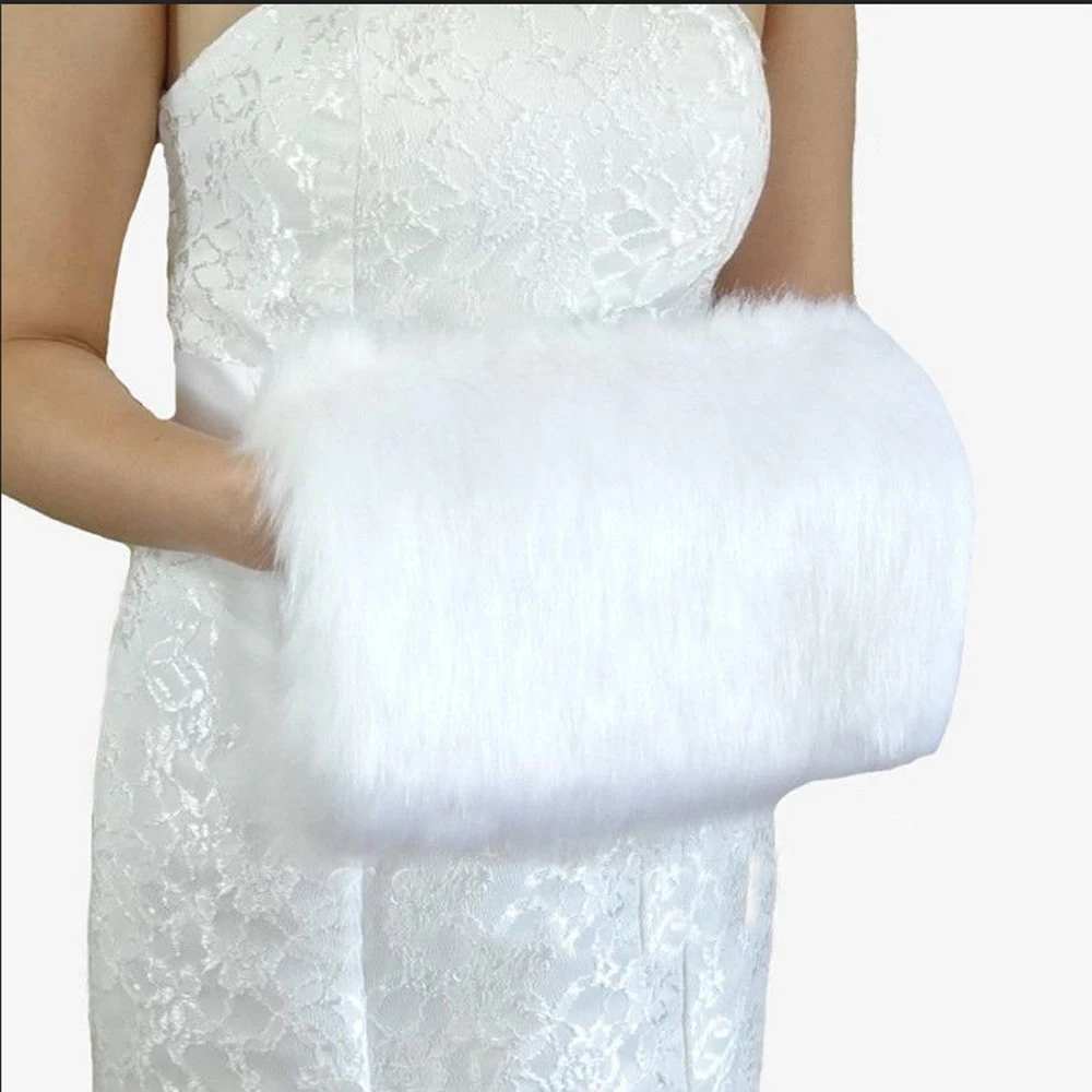 Winter Wedding Gloves Faux Fur Muff Bridal Hand Warming Soft Mitten