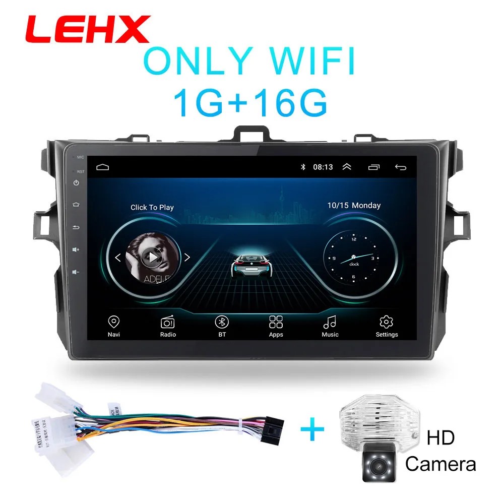 LE901-CAM LEHX автомобиль радио Android 8,1 мультимедийный плеер для Защитные чехлы для сидений, сшитые специально для Toyota Corolla E140/150 2006 2007-2009 2010 2011 2012 2013 WI-FI gps навигации - Цвет: LE901-CAM
