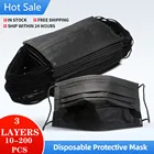 3-слойная черная маска для лица, одноразовая Защитная маска для рта, Нетканая дышащая маска для носа, негра, для взрослых, черная маска для лица