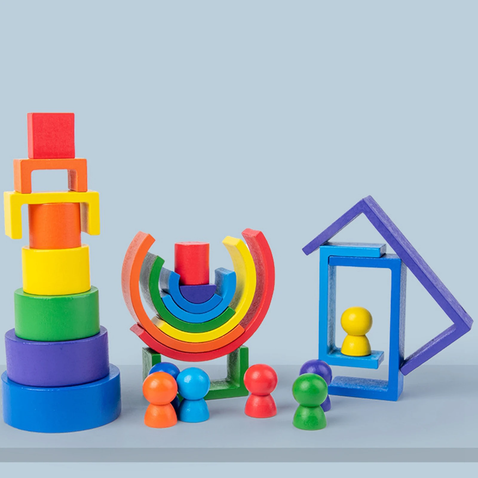 

Деревянная Радужная Пазл-конструктор, Геометрическая доска для раннего развития, развивающие игрушки для детей, малышей