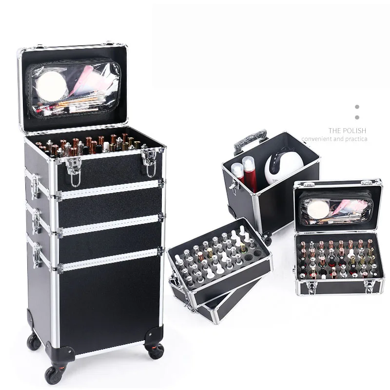 Makeup Case Professional Aesthetic Manicure Artist Suitcase Wheeled Roll Luggage Big Capacity Beauty Cosmetics Trolley Tool Box