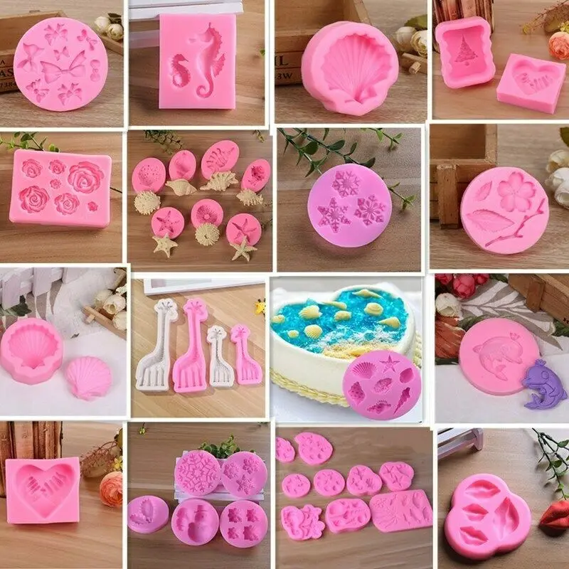 

Мульти-форма, силиконовые аксессуары для выпечки, 3D самодельные Украшения для сахарной глазури, инструмент для украшения торта, розовый, эк...