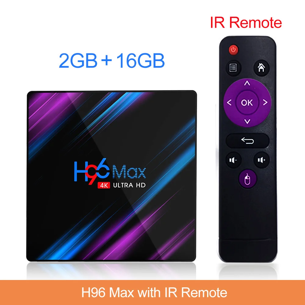 RK3318 H96 MAX Smart tv Box Android 9,0 4 Гб ОЗУ 64 Гб ПЗУ 32G 4K WiFi медиаплеер Google Voice Netflix Youtube 2G16G телеприставка - Цвет: 2G16G