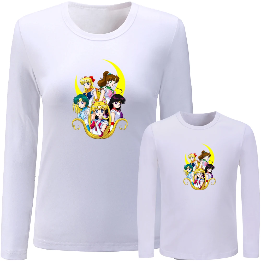 Женская футболка с длинным рукавом и принтом матрос Мун|Сочетающаяся одежда для