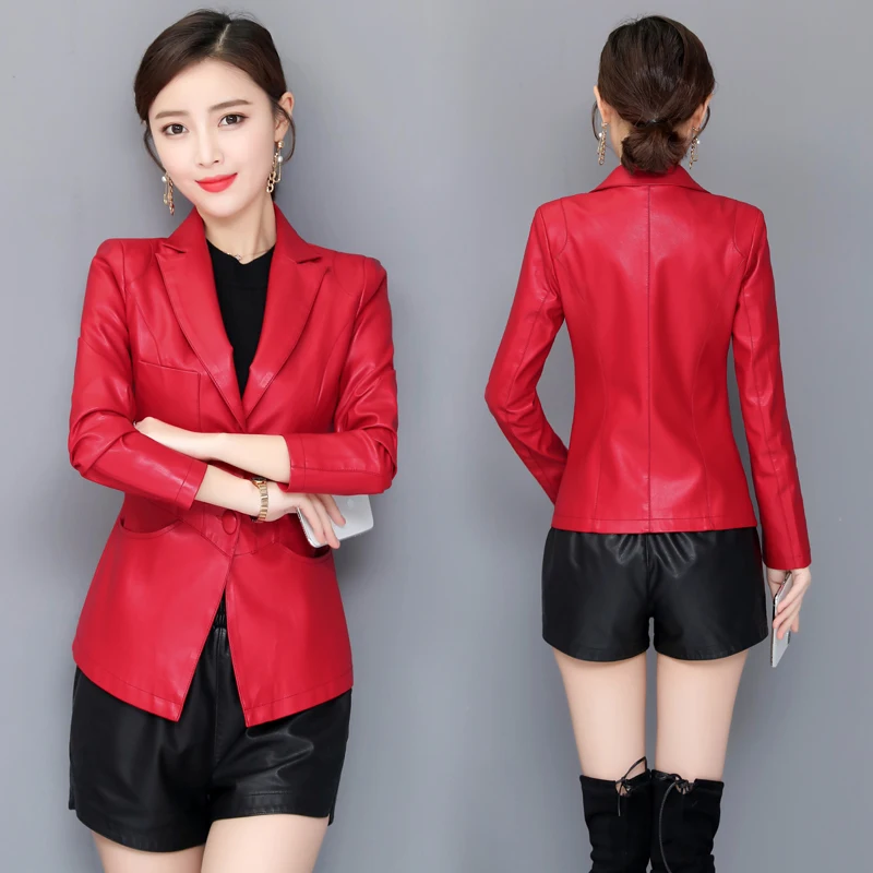 Новинка 2020 женские элегантные кожаные блейзеры и куртки женское однотонное