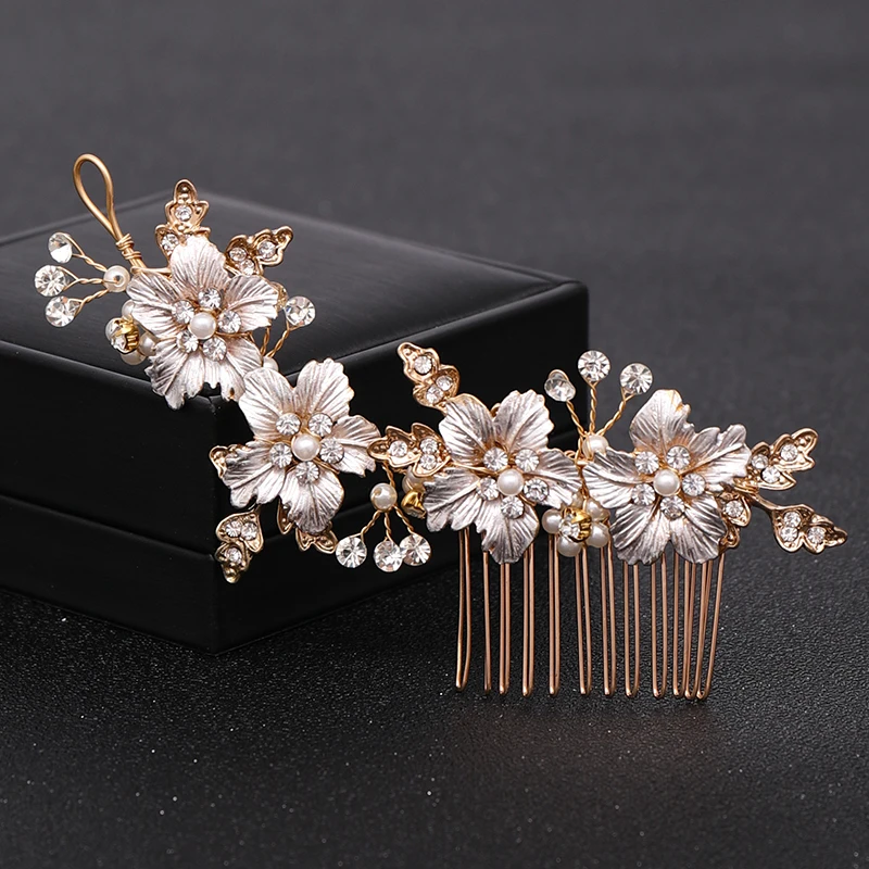 Винтажные свадебные гребни для волос с цветами аксессуары украшение ручной