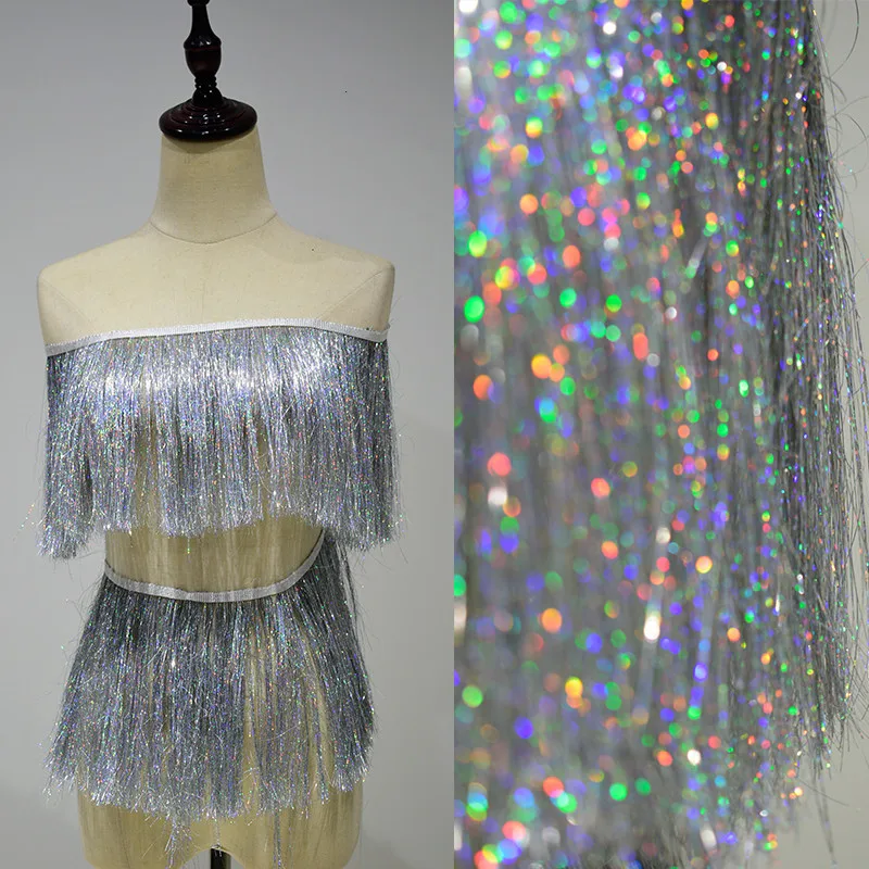 Кружевной ремень с лазерной бахромой 20 см золотистый серебристый черный | Дом и