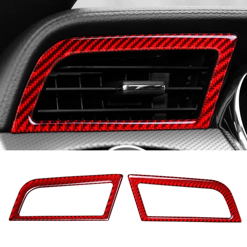 Carbon Fiber 2pcs Car Air Outlet Trim Frame Cover For Ford Mustang 2015-2019 Interior Accessories Car-Styling Red |
