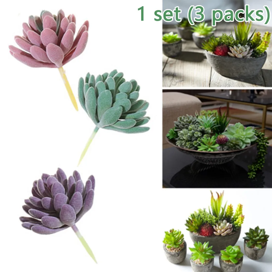 

3pcs Artificial Simulated Succulent Fleshy Plants Garden Home Office Table Decor Drop Shipping