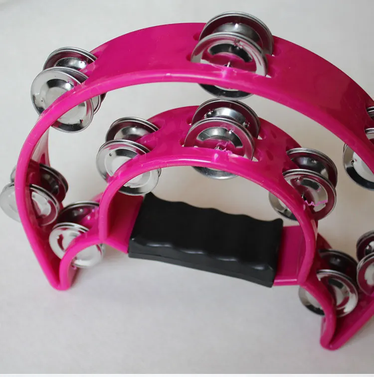 

1PC Tambourine Percussion Musical Instruments Hand Bell for party Compact Double Half Moon Drum KTV Bells Orff Tambourine