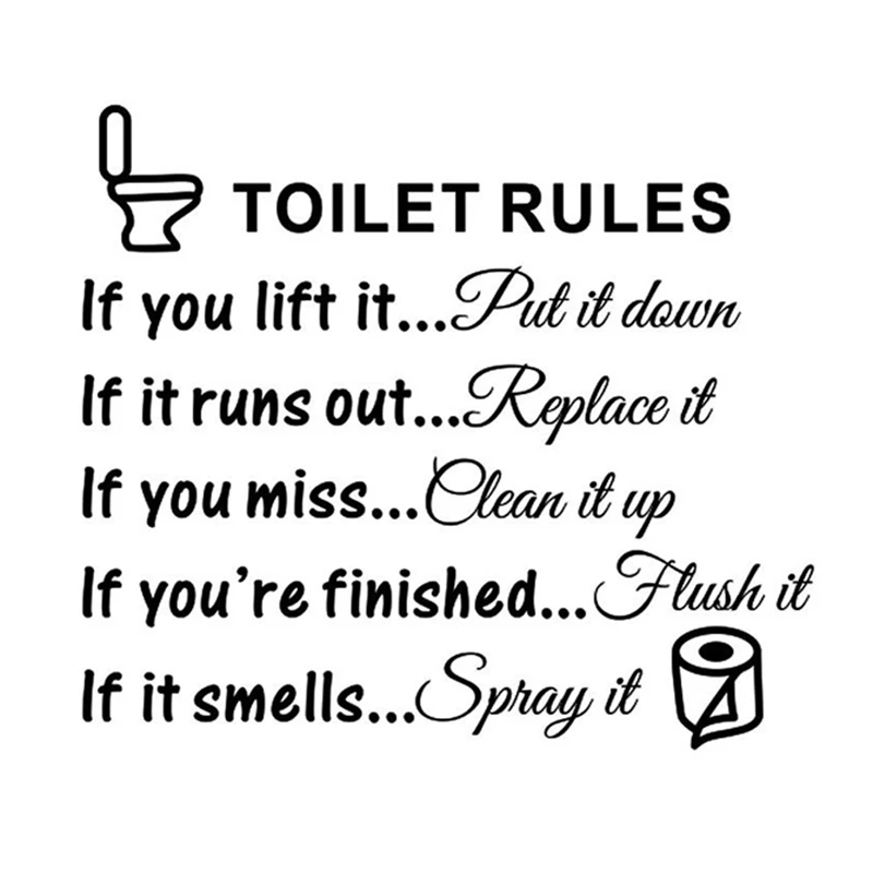Правила пользования туалетом ванная комната Съемный стикер стены виниловые