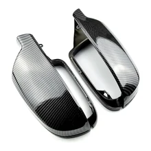 2Pcs Carbon fiber style Rearview Mirror Shells Cover Protection Cap Car Styling Shell Side Mirror Shell Covers For A3 A4 A5 B8.5