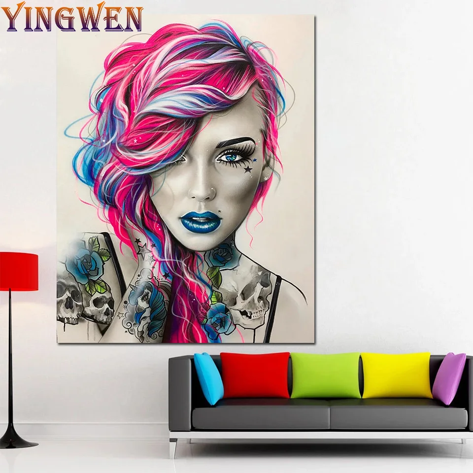

Diy Full 5D Diamond Painting Domineering Girl Tattoo Cross Stitch Mosaic Picture Beads Embroidery Art Home Decoration Hobby Gift