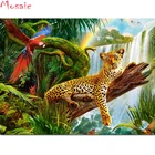 Новый продукт 3d Алмазная Картина Джунгли животные леопард и попугай полная круглаяквадратная Смола Алмазная вышивка наборы для вышивки крестом