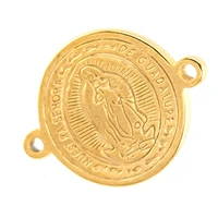 risul stainless steel our lady virgen de guadalupe 14mm small charms gold color medal tags round 2 loops pendant 50pcs