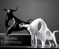 nordic minimalist black and white ceramic sculpture bullfight crafts office ornaments abstract home furnishing cattle cabinet