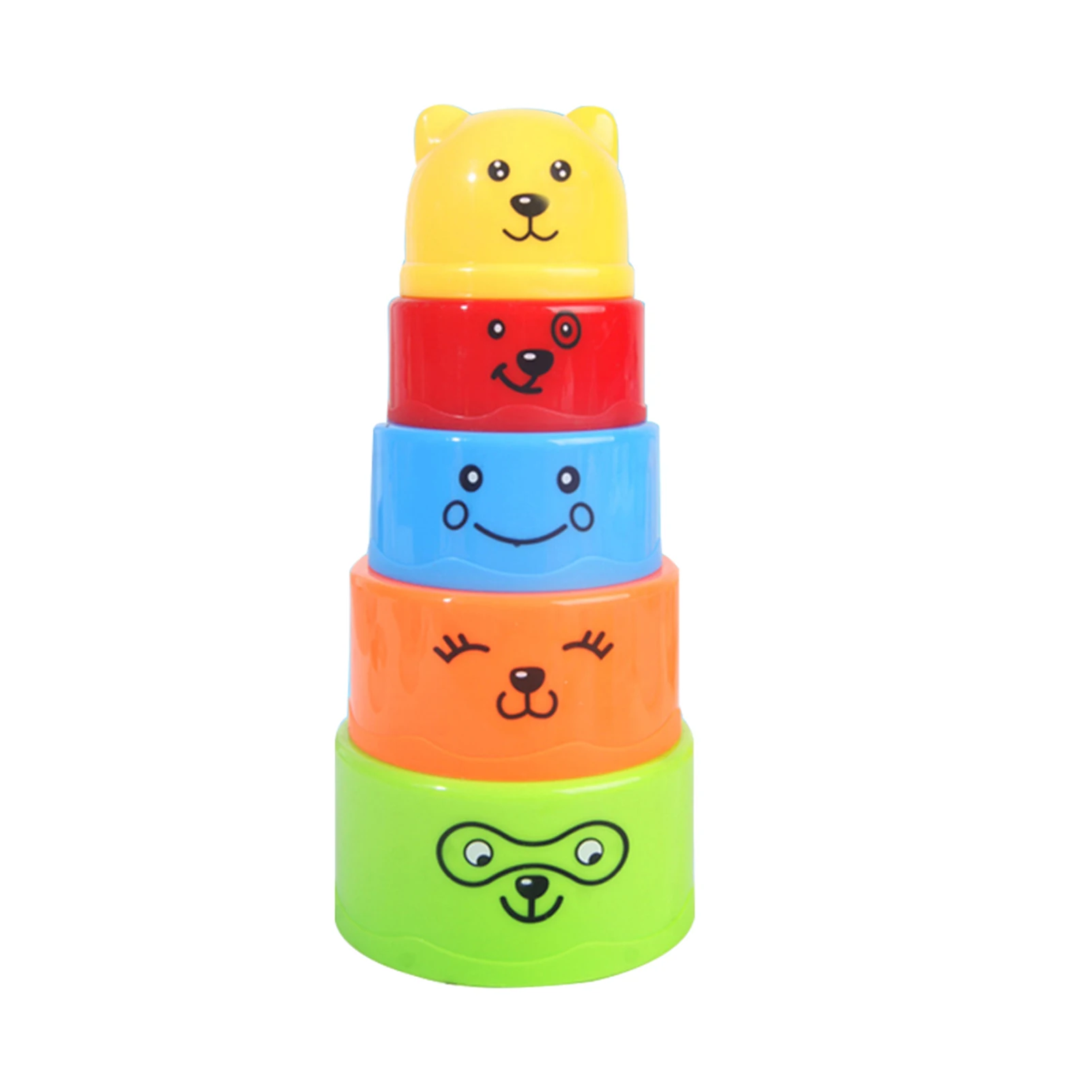 

Cute Cartoon Animal Stacking Cups Little Bear Round Baby Building Balance Stacked Set Montessori Toys For Kids Toddlers Children