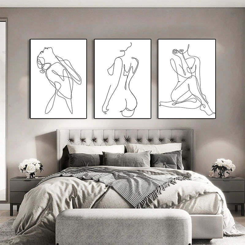 

Yoga Naked Woman Canvas Painting Abstract Minimalist Line Body Art Posters Print Nordic Wall Art Pictures For Bedroom Decoration