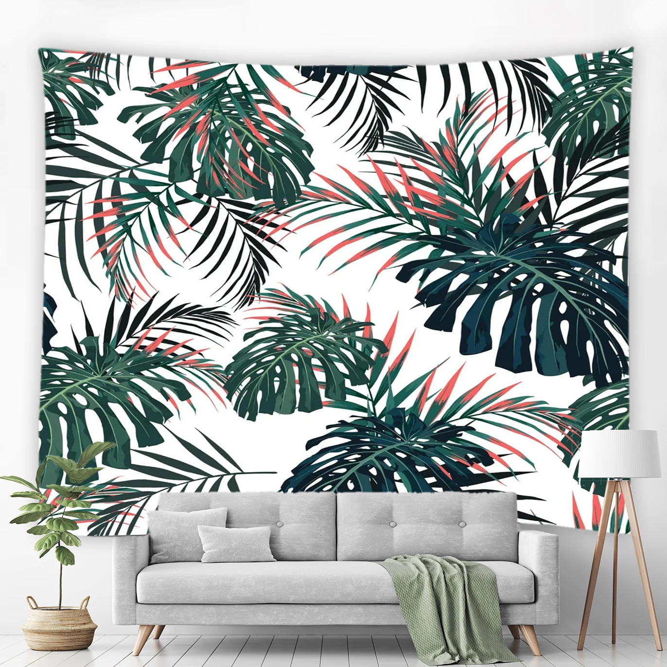 Креативное зеленое искусственное одеяло в тропическом джунглях с пальмовыми