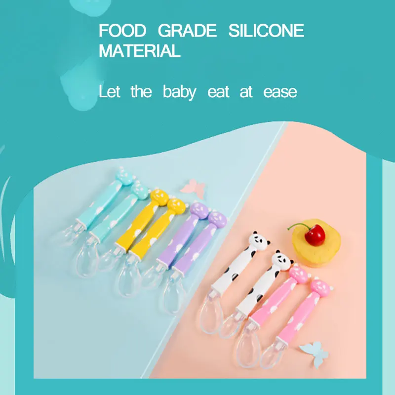 

Feeding Spoon Baby Silicone Soft Tableware Panda Cartoon Spoons Dishes Infant Utensils Learning Spoons