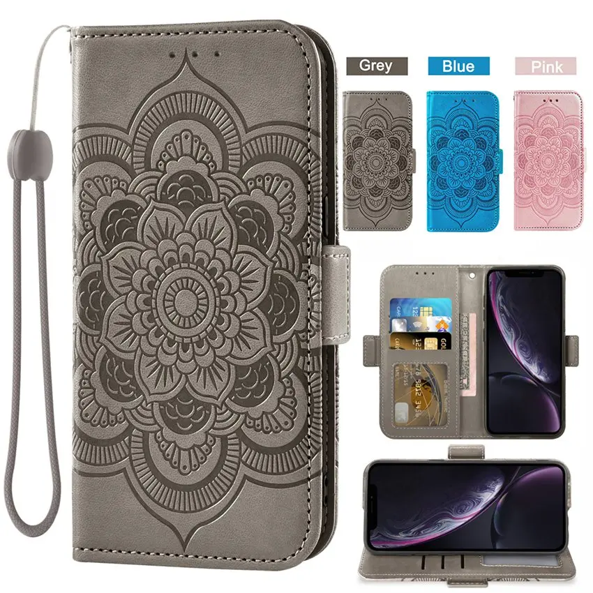 

Floral Wallet Case for Apple iPhone X XR Xs Max SE 2020 5s Fundas Capa Magnet Card Pocket With Lanyard Purse Stand Flip Cover
