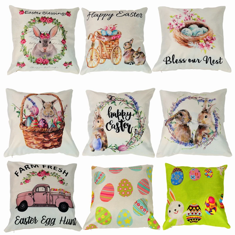 

Easter DIY rattan wreath chocolate eggs Easter decoration for home happy Easter bunny rabbit pillowcase colorful egg gift