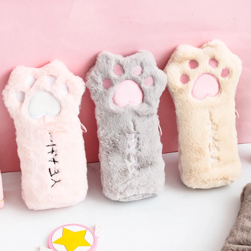 1 шт. Новое поступление Kawaii кошачья лапа мягкий плюшевый пенал милый пенал для девочек детский подарок на день рождения школьные канцелярские принадлежности