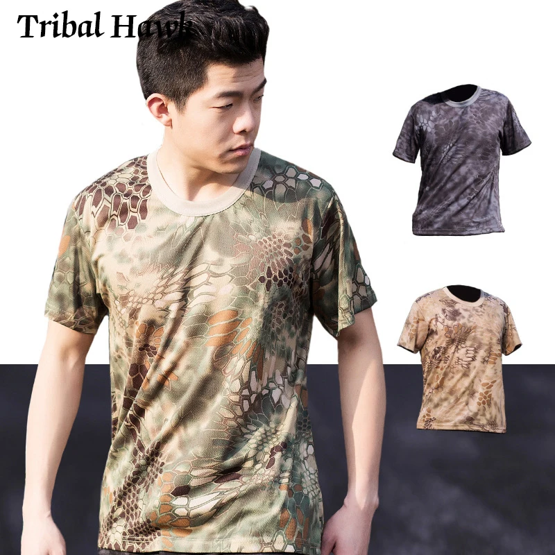 Летняя тактическая Мужская футболка в стиле милитари SWAT армейская камуфляжная