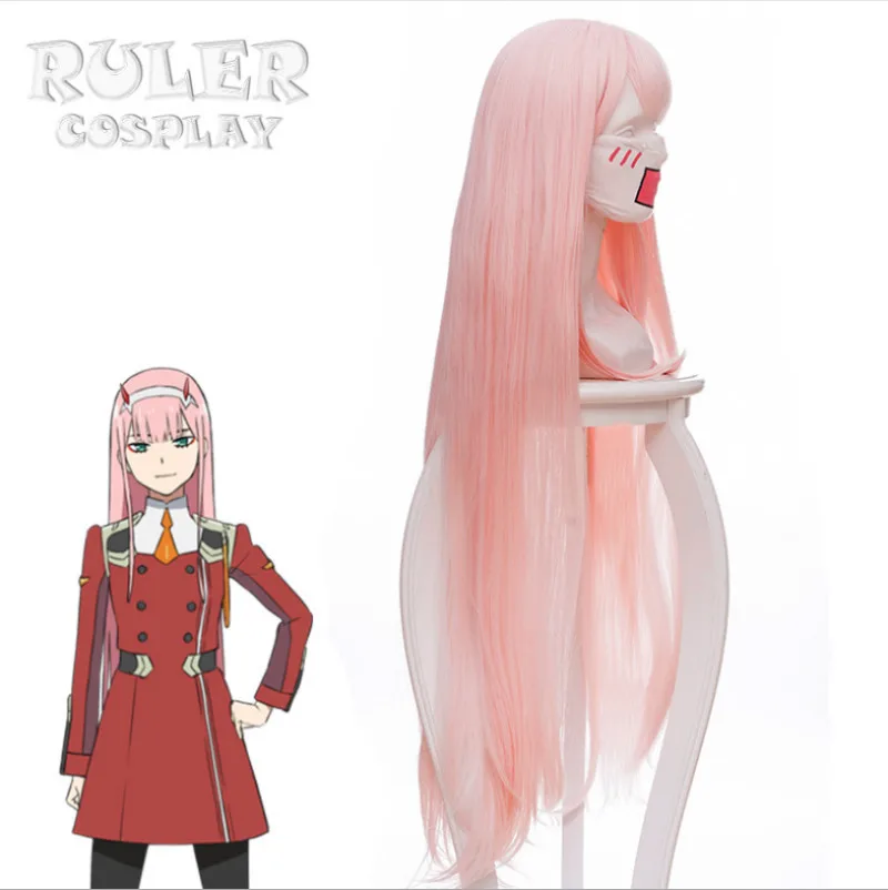 Аниме DARLING в FRANXX 02 Косплэй синтетических cero dos 100 см de largo pelo Rosa Си peluca Кепки |