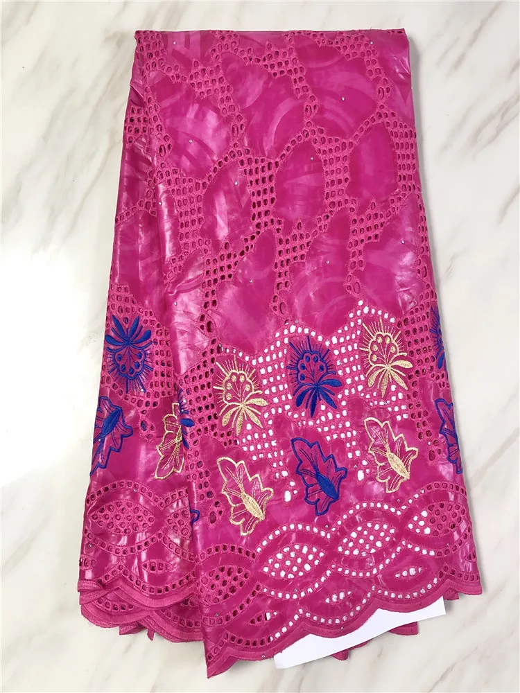

New Fashion African Bazin Lace Fabric Embroidery Nigerian Bazin Riche Lace Fabric With Hole And Stones For Sewing FP720