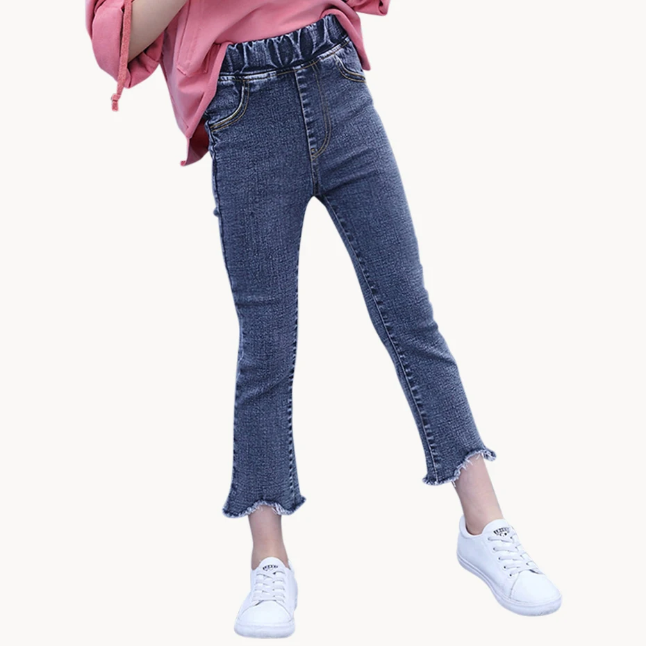 Джинсы однотонные леггинсы для девочек джинсы узкие расклешенные детей новые