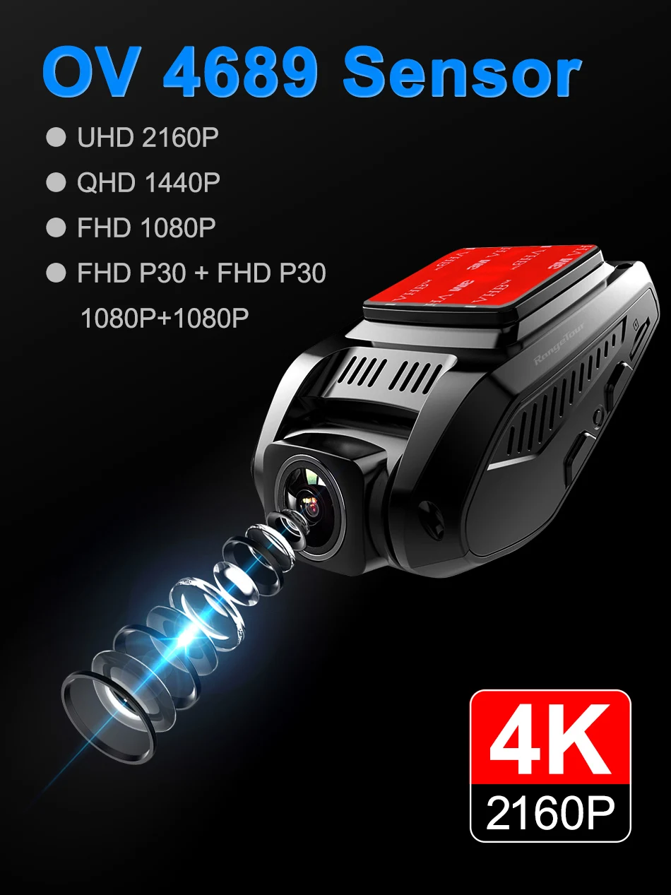 Автомобильный видеорегистратор 4K 2160P gps WiFi ADAS Dash Cam с двумя объективами 1080P+ 1080P автомобильная камера