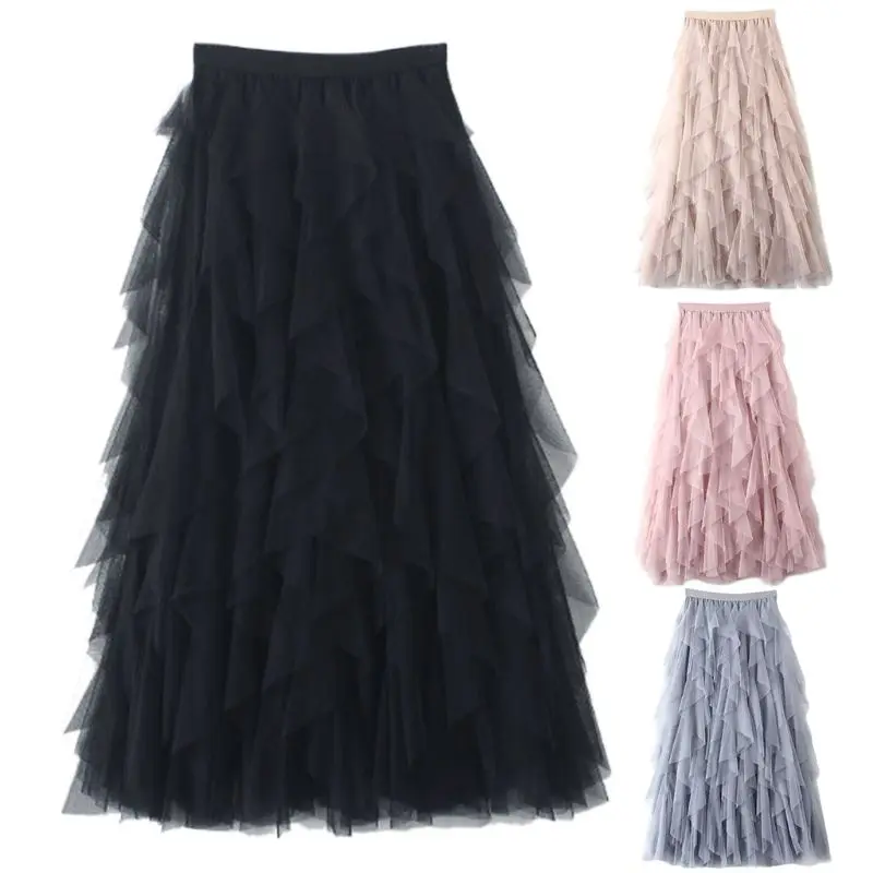 Юбка пачка Женская многоярусная трапециевидная с высокой талией и