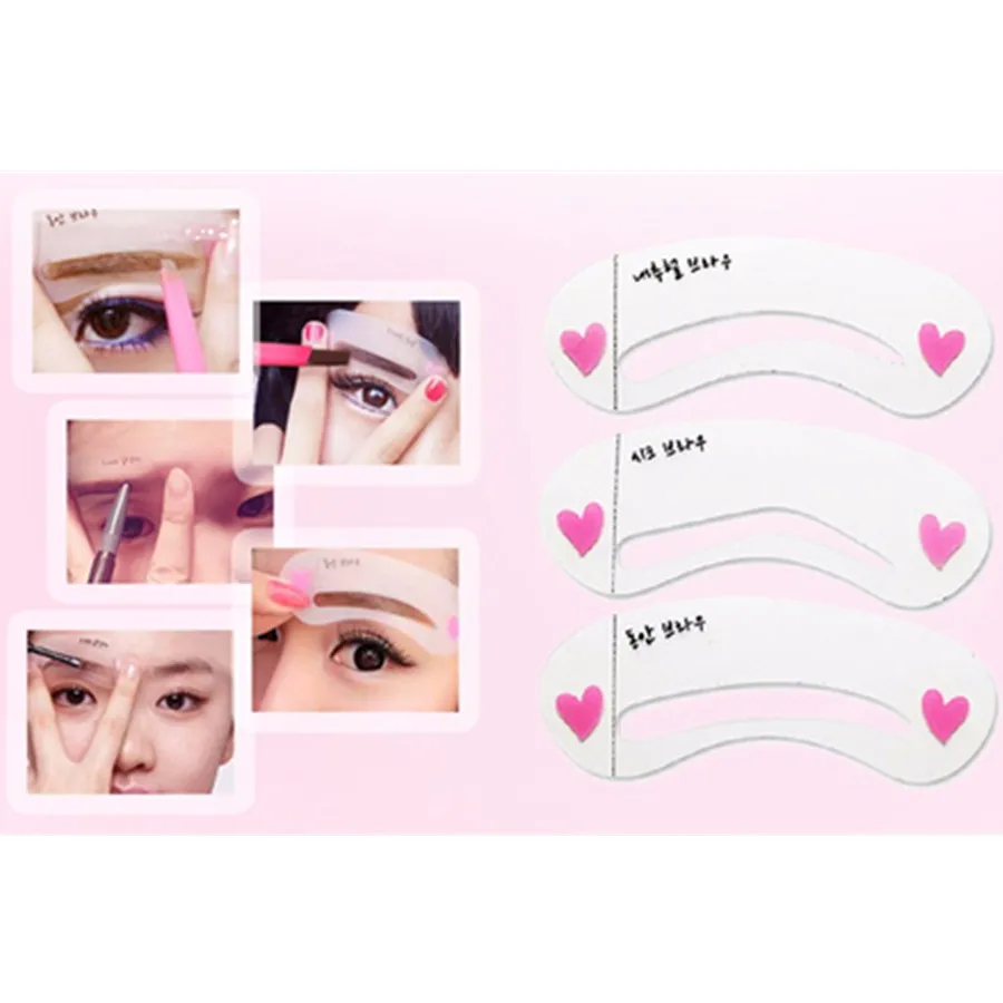 3Pcs Maquiagens Eye Brow Class Drawing Guide Eyebrow Stencil Template Card Assistant Care Make Up Tool | Красота и здоровье