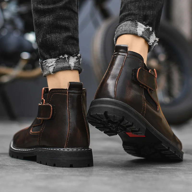 

Winter Boots Men Genuine Leather Shoes Warm Plush Winter Men snow Boots with fur cow Leather Male Footwear ankle boots men