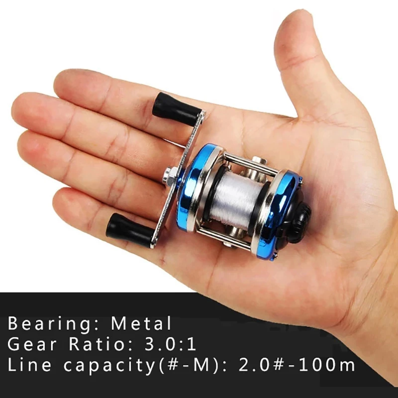 

New Mini Winter Ice Fishing Reel Metal Baitcasting Reels Double Rocker Bait Casting Reel Smooth Handle High Braking Strength