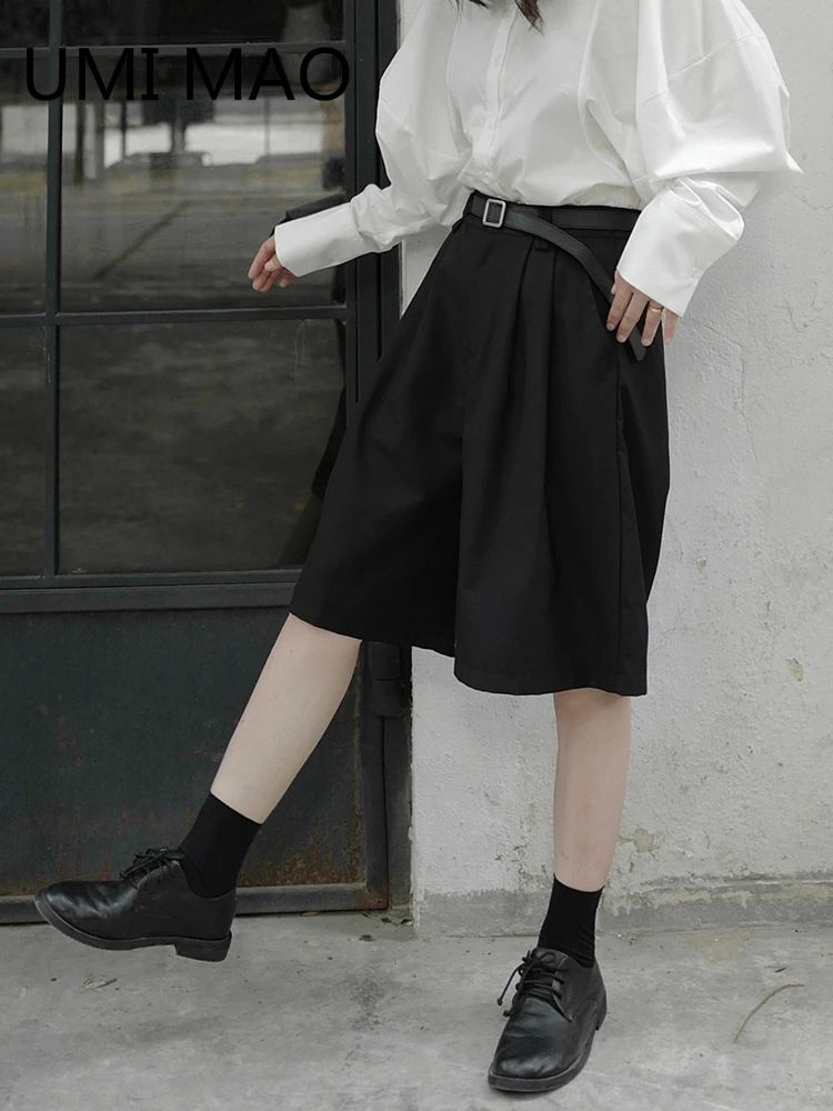 

Шорты UMI maoдомашние в стиле Ямамото женские летние новинка 2021 свободные широкие темные базовые Пятиточечные брюки для верхней одежды