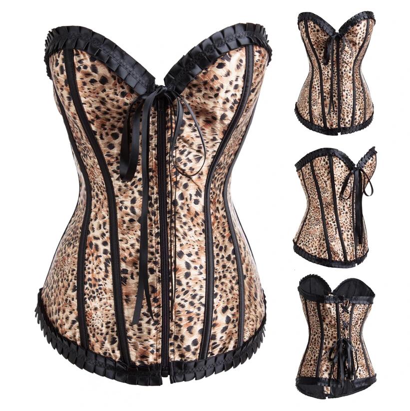 Бесплатная доставка (S/M/L/XL) ML4013 Джинсовый корсет без бретелек с леопардовым